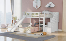 Load image into Gallery viewer, Stairway Twin over Twin Bunk Bed with Two Drawers and Slide, White(OLD SKU :LP000156AAK)
