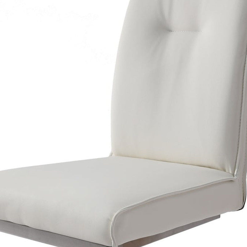 Upholstered Faux Leather Dining Side Chairs (Set of 2) - White / Gray / Silver