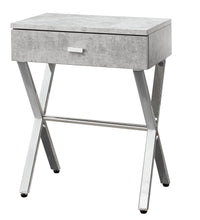 Load image into Gallery viewer, 22" Wood And Metal End Table With Drawer - Silver And Gray
