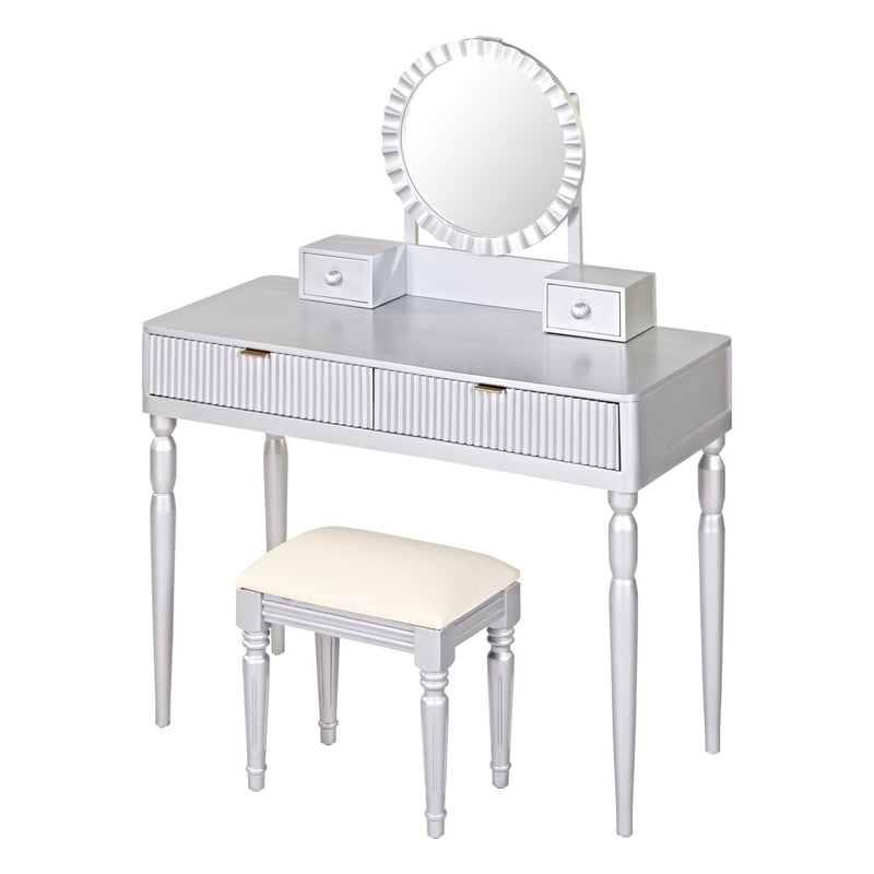 39" Vanity Two Drawer Dresser - Silver