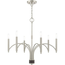 Load image into Gallery viewer, 24" Six Light Dimmable Chandelier With Shades - Nickel / Pearl Silver

