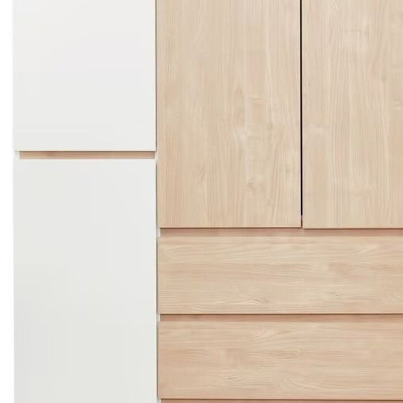 75" Six Door Three Drawer Combo Dresser - White And Natural