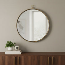 Load image into Gallery viewer, 34" Round Iron Framed Accent Mirror - Gold
