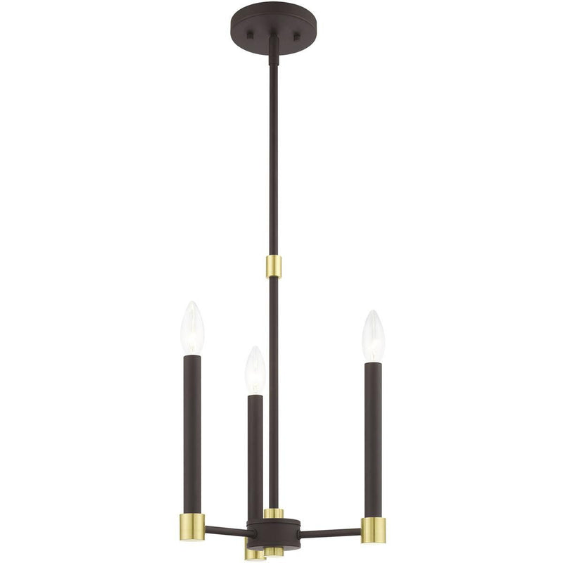 19" Three Light Dimmable Chandelier With Shades - Bronze