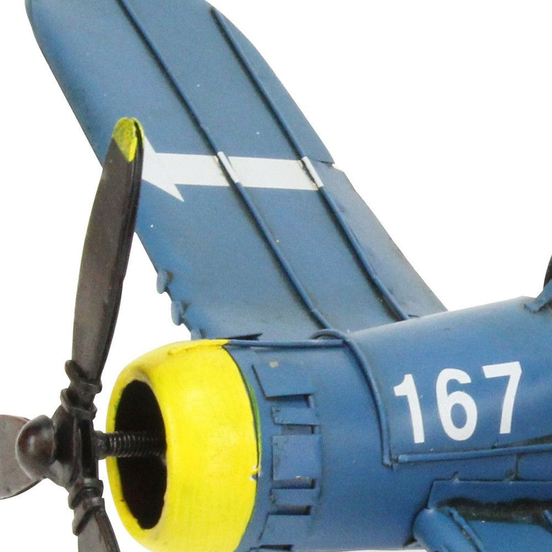 Hand Painted Model Airplane Tabletop Sculpture (489472) - Blue / Yellow