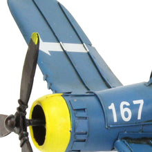 Load image into Gallery viewer, Hand Painted Model Airplane Tabletop Sculpture (489472) - Blue / Yellow
