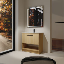 Load image into Gallery viewer, Modern Bathroom Vanity With Ceramic Sink, Freestanding Cabinet, Soft Closing Doors
