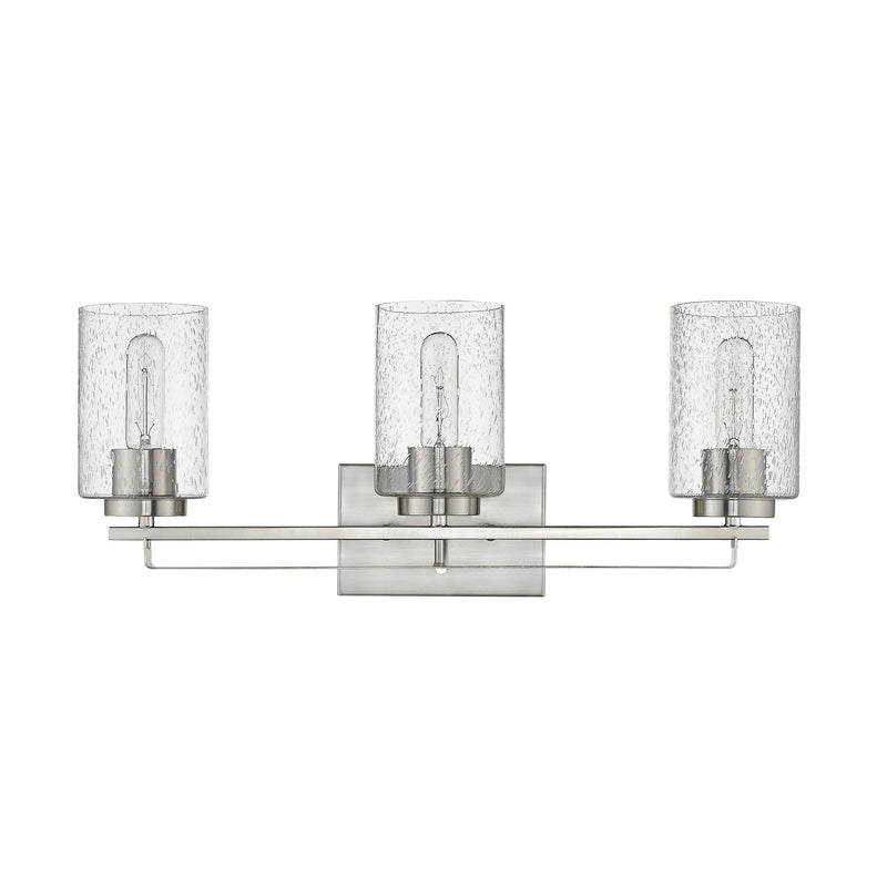 Metal And Textured Glass Three Light Wall Sconce - Silver