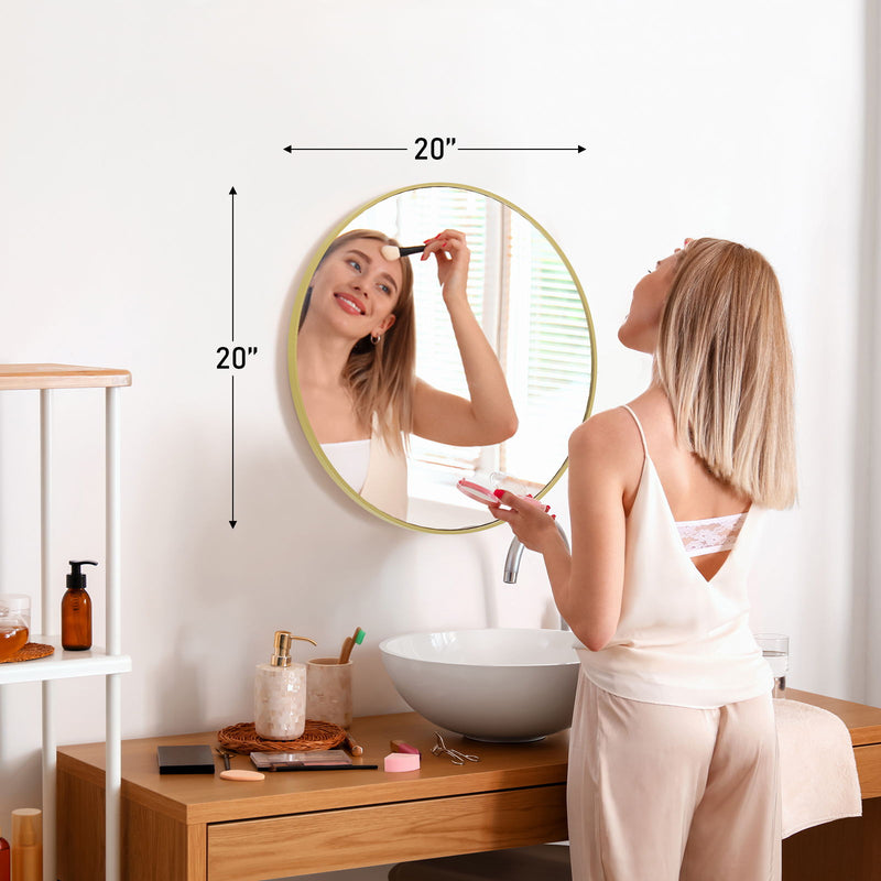 20" Aluminum Round Framed Accent Mirror - Gold