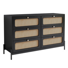 Load image into Gallery viewer, Modern Cannage Rattan Wood Closet 6 Drawer Dresser Wood Storage Cabinet Sideboard For Bedroom, Living Room, Entryway, Hallway
