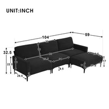 Load image into Gallery viewer, [VIDEO provided] [New] 103.5*59&quot; Modern L-shaped Sectional Sofa, 4-seat Velvet Fabric Couch Set with Convertible Ottoman,Freely Combinable Sofa for Living Room, Apartment, Office,Apartment,2 Colors
