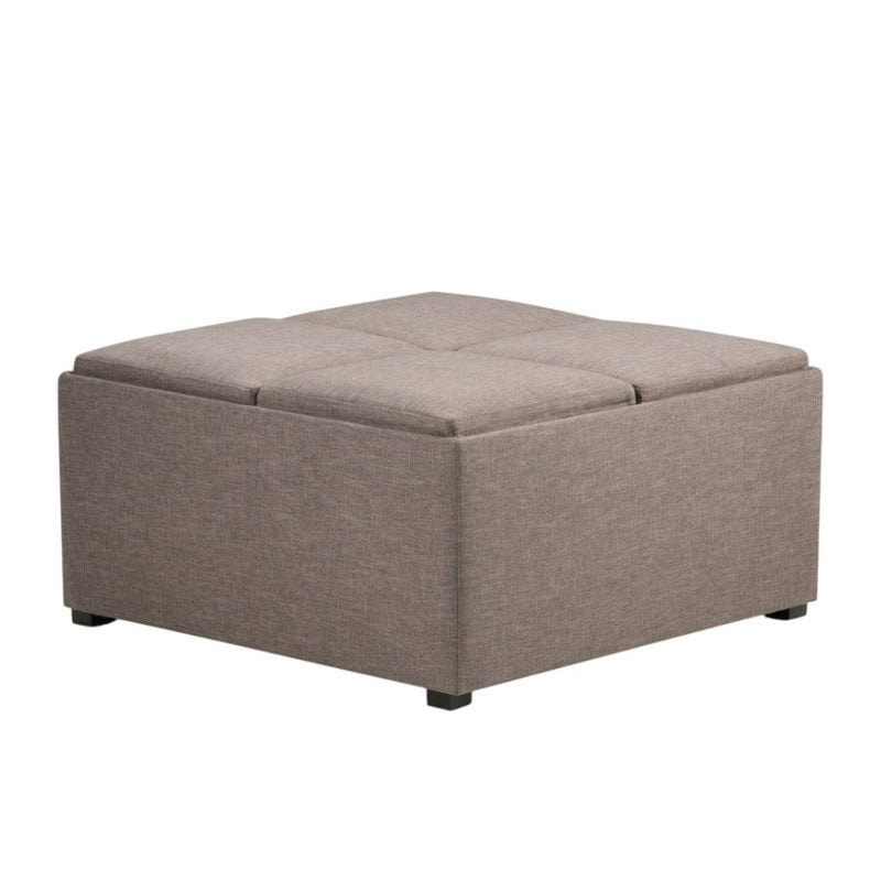 35" Fabric Cocktail Ottoman With Storage - Brown