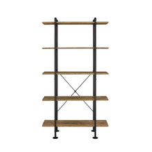 Load image into Gallery viewer, Five Tier Etagere Bookcase - Brown / Black
