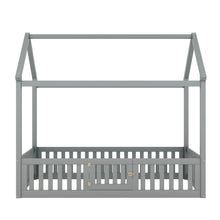 Load image into Gallery viewer, Wood House Bed With Fence And Door
