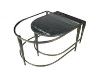Load image into Gallery viewer, Marble Top And Glass Coffee Tables (Set of 2) - Black
