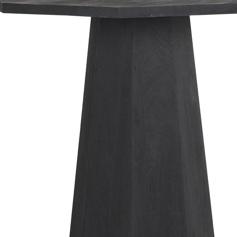 Solid Wood Hexagonal Pedestal End Table - Black