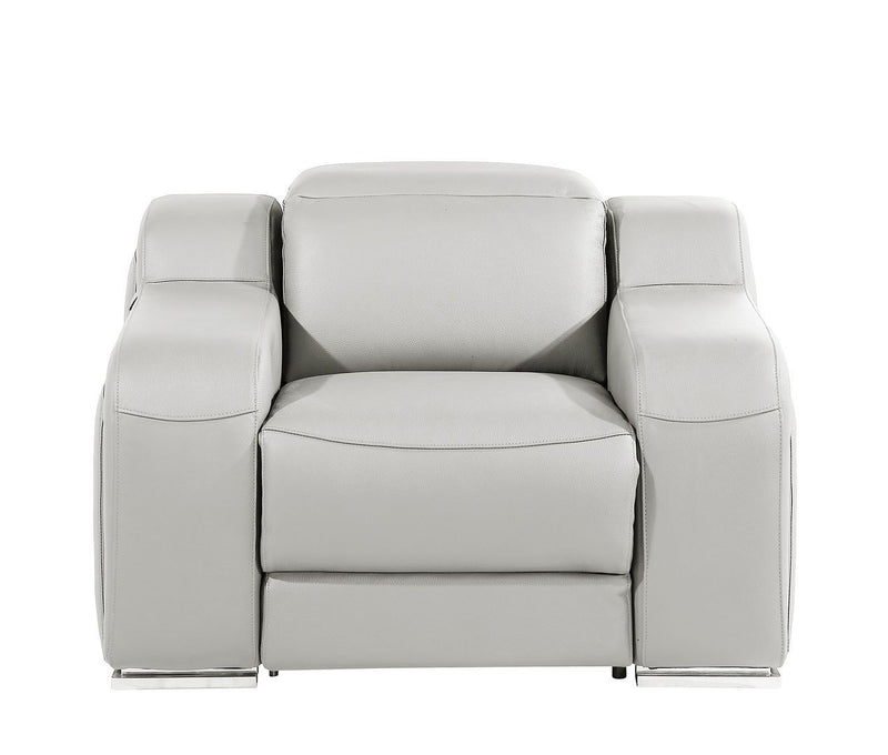 Italian Leather Wall Hugger Recliner With USB - Light Gray
