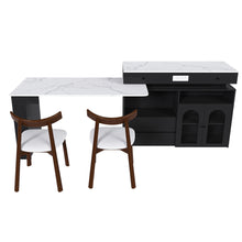 Load image into Gallery viewer, Retro Kitchen Island Set With Chairs, Extendable &amp; Rotating Table, 4 Drawers &amp; Door Cabinets
