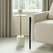 Load image into Gallery viewer, Marble Iron Hexagonal Pedestal End Table - White / Gold
