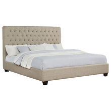 Load image into Gallery viewer, Copper - Eastern King Panel Bed With Tufted Design - Oatmeal
