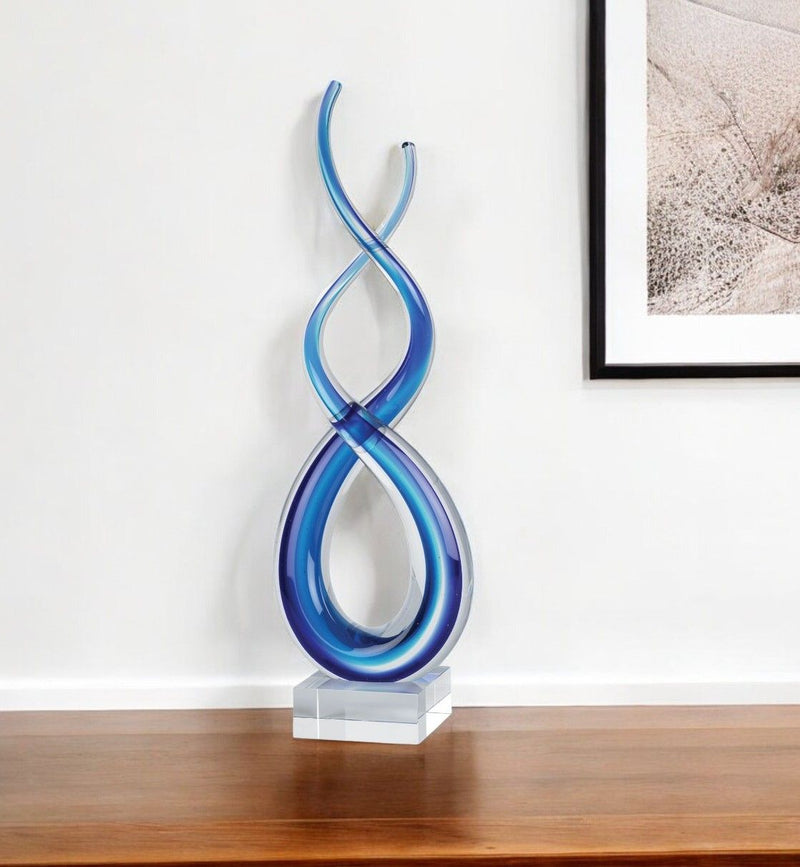 Murano Modern Abstract Tabletop Sculpture (376068) - Clear / Blue