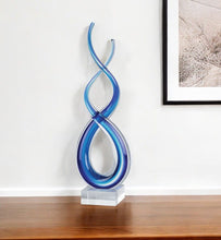 Load image into Gallery viewer, Murano Modern Abstract Tabletop Sculpture (376068) - Clear / Blue
