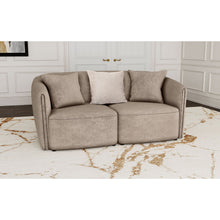 Load image into Gallery viewer, Silvana - Upholstered Rolled Loveseat With Curved Back And Foam Cushions - Beige
