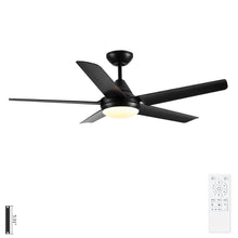 Load image into Gallery viewer, Ceiling Fan With Lights And Remote Control, Reversible DC Motor, 6 Speeds, 3 Cct Dimmable LED, Quiet Timer For Indoor - Black
