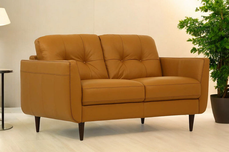 Leather Loveseat - Camel / Brown
