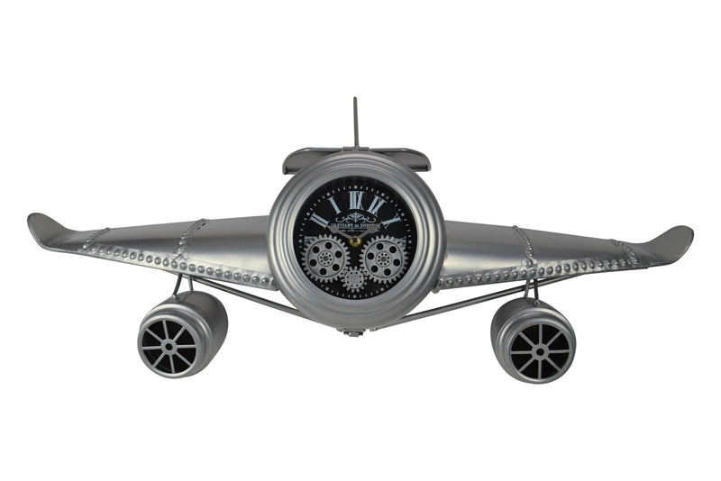 Silent Analog Exposed Gear Novelty Wall Clock - Silver / Silver