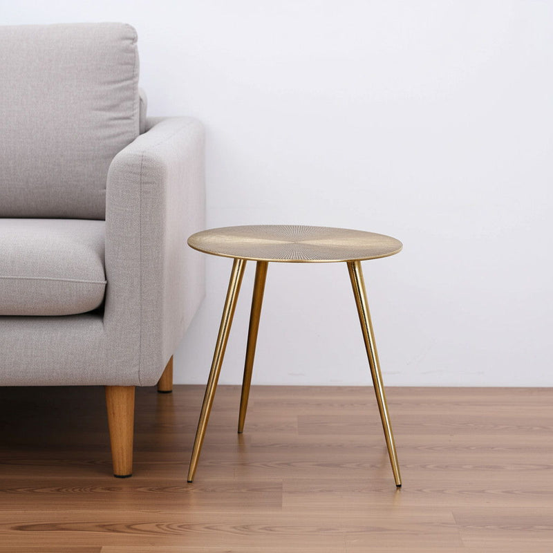 17" Metal Round End Table - Gold