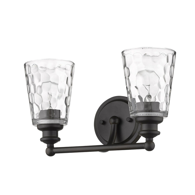 Metal And Pebbled Glass Two Light Wall Light - Bronze