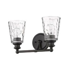 Load image into Gallery viewer, Metal And Pebbled Glass Two Light Wall Light - Bronze
