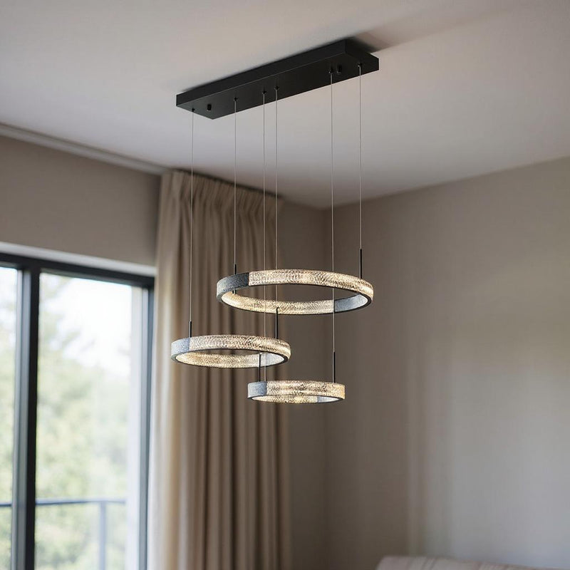 Candle Style Metal 3 Light LED Dimmable Chandelier - Black