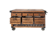 Load image into Gallery viewer, 52" Rolling Kitchen Cart With Storage - Brown
