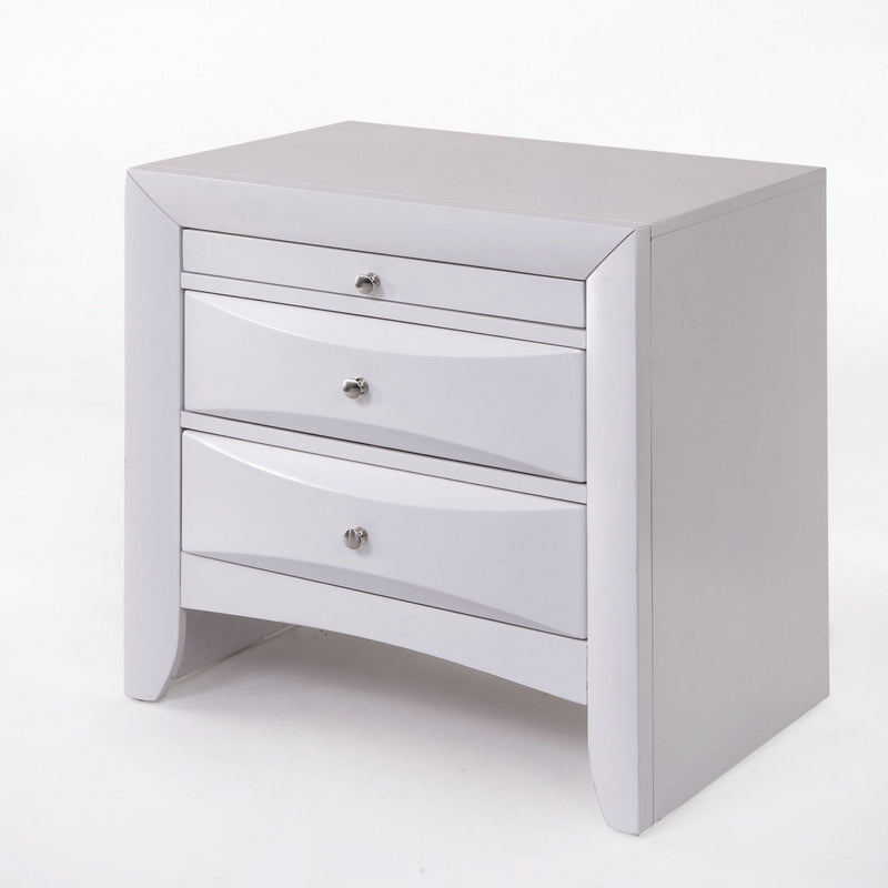 Elegant 3 Drawer Nightstand - White