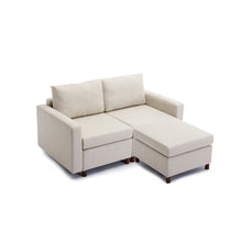 Load image into Gallery viewer, 2 Seat Module Sectional Sofa Couch With 1 Ottoman for living room,Seat Cushion and Back Cushion Non-Removable and Non-Washable,Cream
