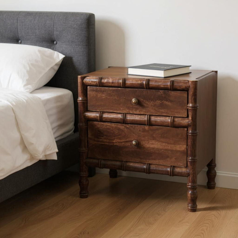 23" Solid Wood One Drawer Nightstand - Brown