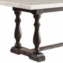 Load image into Gallery viewer, 72" Marble And Solid Wood Trestle Base Dining Table - White
