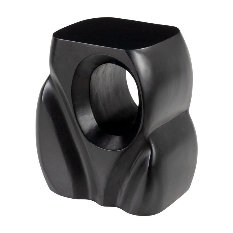 16" Solid Wood Figurine End Table - Black