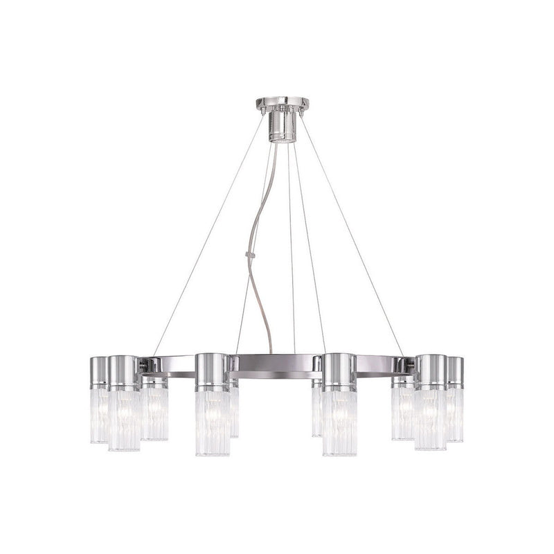 Ten Light Dimmable Chandelier With Shades - Silver