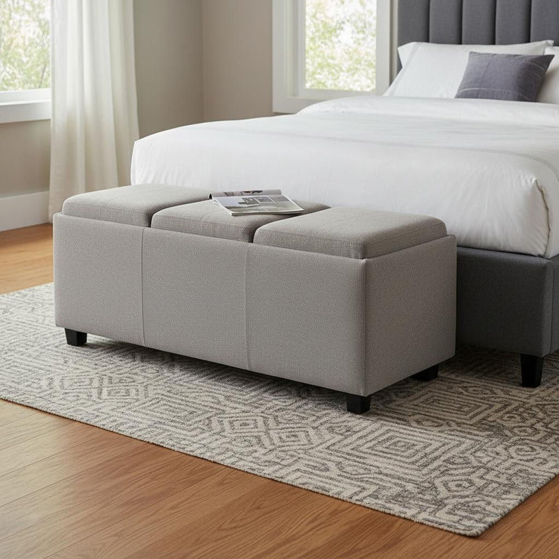 42" Upholstery Storage Ottoman - Dark Brown / Cloud