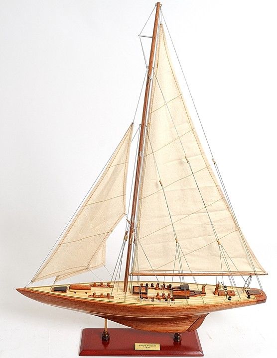 Endeavour Yacht Hand Painted Sculpture - Brown