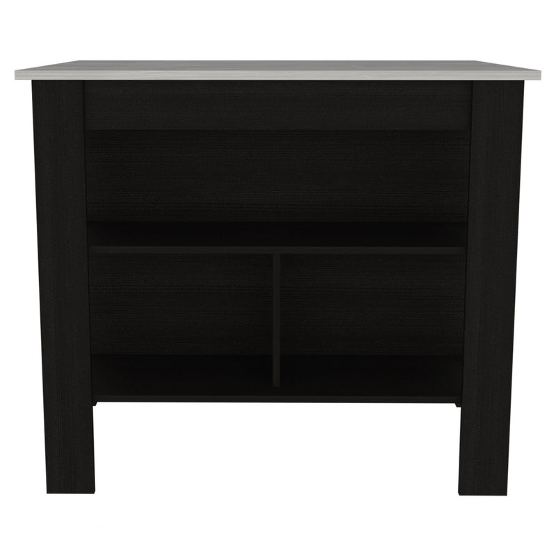 41" Kitchen Island With Storage - Ivory / Black