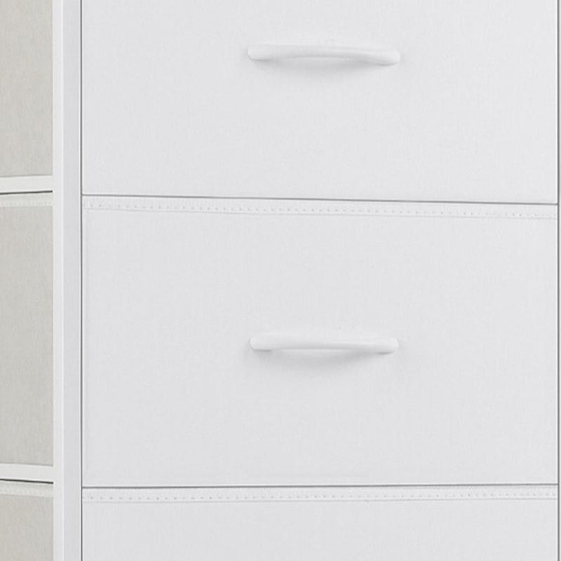Fabric Wood Metal Four Drawer Dresser - White