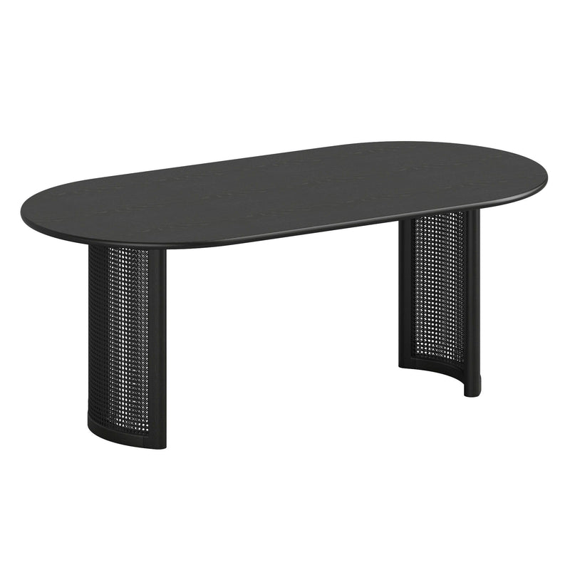 67" Oval Wood Double Pedestal Base Dining Table - Black