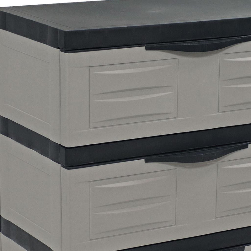 30" Heavy Duty Plastic Three Drawer Utility Cabinet - Black / Gray