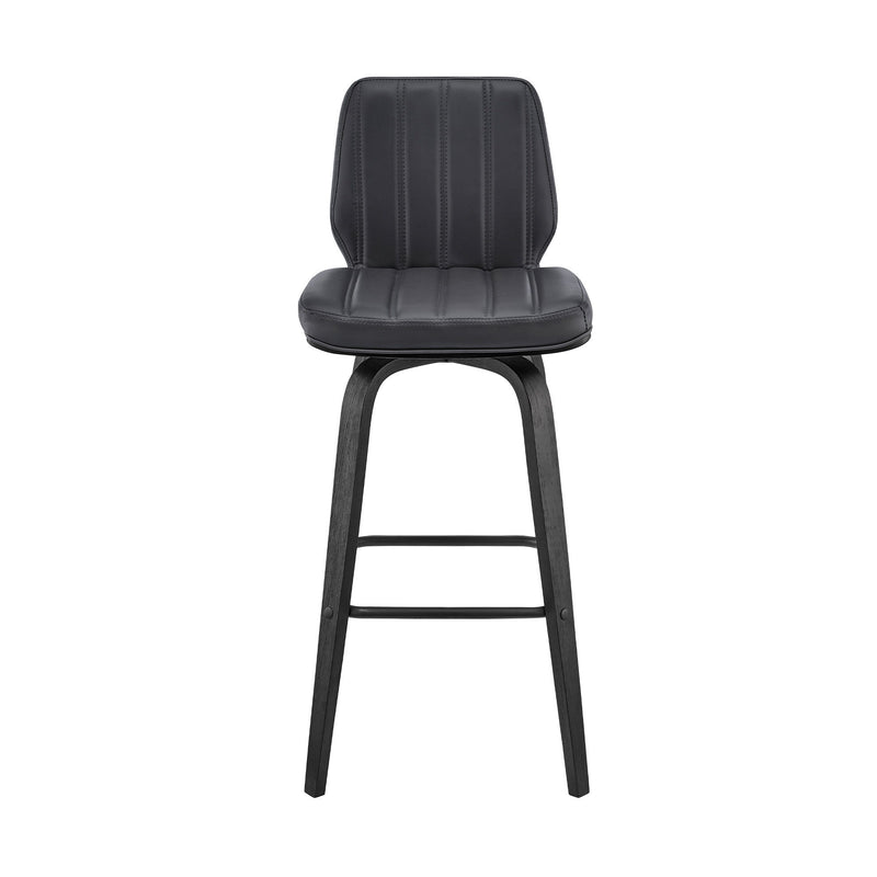 27" Faux Leather And Iron Swivel Counter Height Bar Chair - Gray And Black