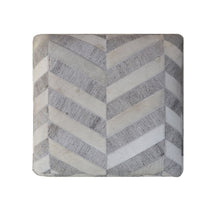 Load image into Gallery viewer, Hair on Hide Cube Chevron Pouf Ottoman - Gray And Ivory
