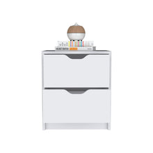 Load image into Gallery viewer, 16.1" x 14.3" x 18.9" Two Drawer Faux Wood Nightstand - White
